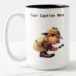 Caneca De Café Em Dois Tons Mistério personalizável de desenho do investigador