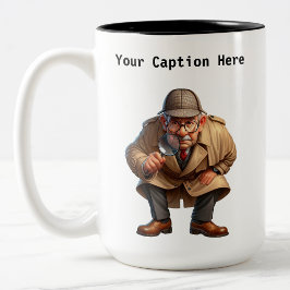 Caneca De Café Em Dois Tons Mistério personalizável de desenho do investigador