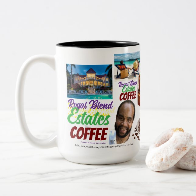 Caneca De Café Em Dois Tons Mistura Real Caneca, 450 ml (Com Donut)