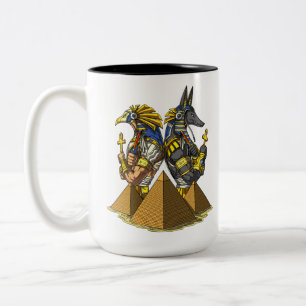 Caneca De Café Em Dois Tons Mitologia antiga das pirâmides dos deuses egípcios