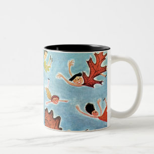 Caneca De Café Em Dois Tons Miúdos da folha