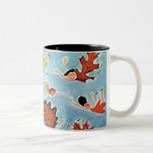 Caneca De Café Em Dois Tons Miúdos da folha