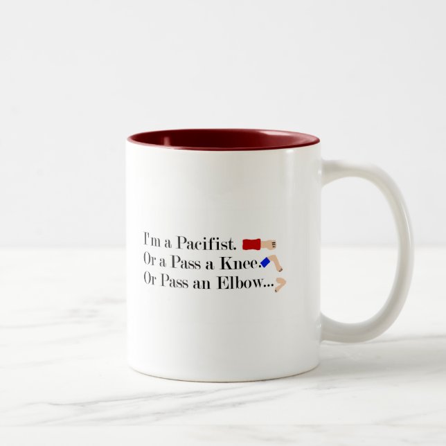 Caneca De Café Em Dois Tons MMA Pacifist Humor Design (Direita)