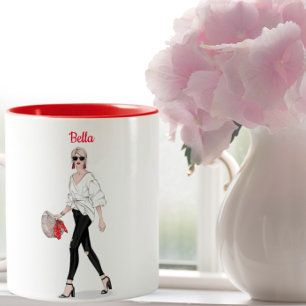 Caneca De Café Em Dois Tons Moça Paris Moda Personalizada Café Personalizado
