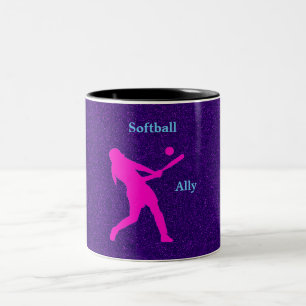 Caneca De Café Em Dois Tons Moças de Softball Purple Sparkle Mug