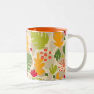 Caneca De Café Em Dois Tons Mod Monstera Leaf Abstrato Hawaiian Tropical Quent