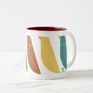 Caneca De Café Em Dois Tons modelo de ave moderno retrô