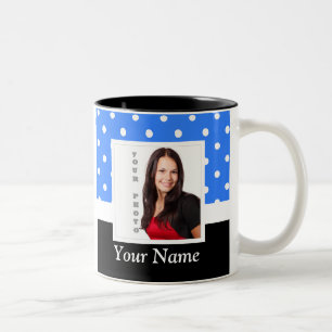 Caneca De Café Em Dois Tons Modelo de foto de bolinhas azul claro