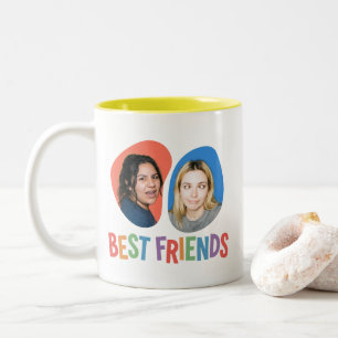 Caneca De Café Em Dois Tons Modelo de Foto de Melhores Amigos Coloridos