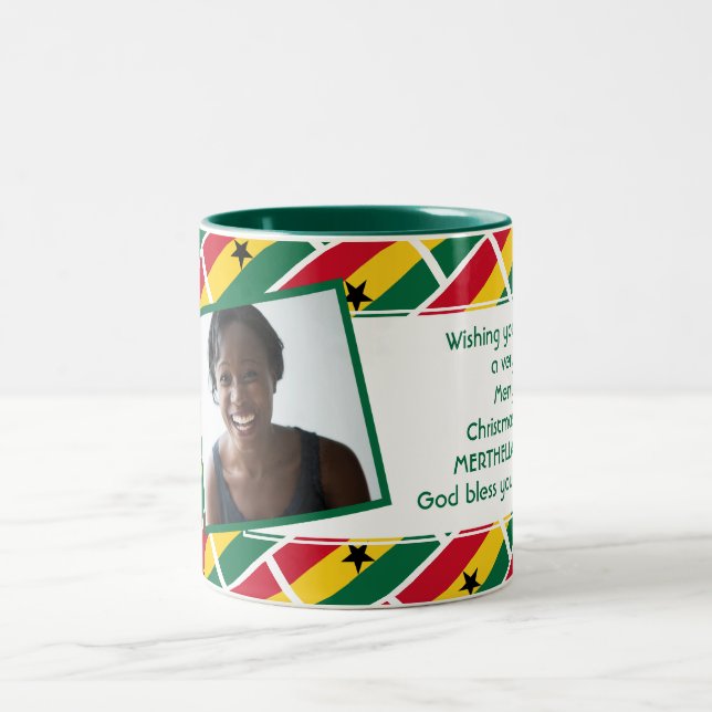 Caneca De Café Em Dois Tons Modelo de Foto FLAG GHANA Adicionar Seu Texto (Centro)