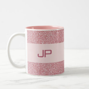 Caneca De Café Em Dois Tons Modelo Glitter Dourado com Rosa personalizado