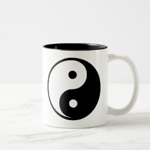 Caneca De Café Em Dois Tons Modelo preto e branco da ilustração de Yin Yang