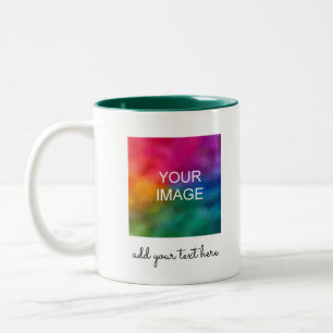 Caneca De Café Em Dois Tons Modelo Simples Moderno Envie Sua Foto ou Logotipo