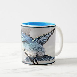 Caneca De Café Em Dois Tons Modelos de aves: Mountain Bluebird 01-02