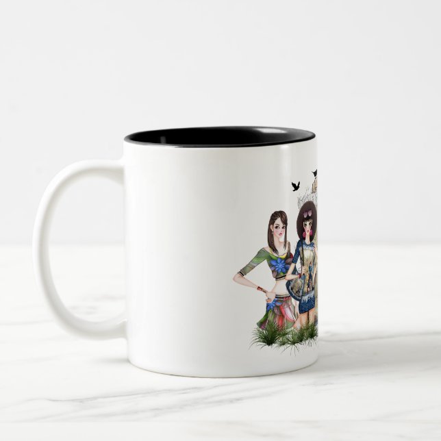 Caneca De Café Em Dois Tons Modelos de Moda Trendy (Esquerda)