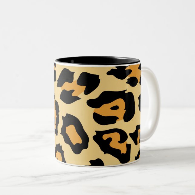 Caneca De Café Em Dois Tons Modern Cheetah Spots Pattern (Frente Esquerda)