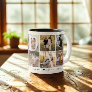 Caneca De Café Em Dois Tons Modern Dada Collage, 10 Fotografias Grid, Presente