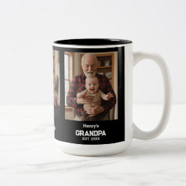 Caneca De Café Em Dois Tons Modern Grandpa Est. Name Year 3 Photo