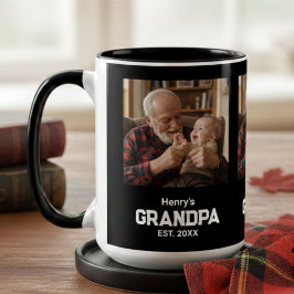 Caneca De Café Em Dois Tons Modern Grandpa Established Est. Name Year Photo