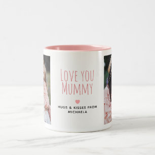 Caneca De Café Em Dois Tons Modern Love you Mummy 2 Photos & Personal Message