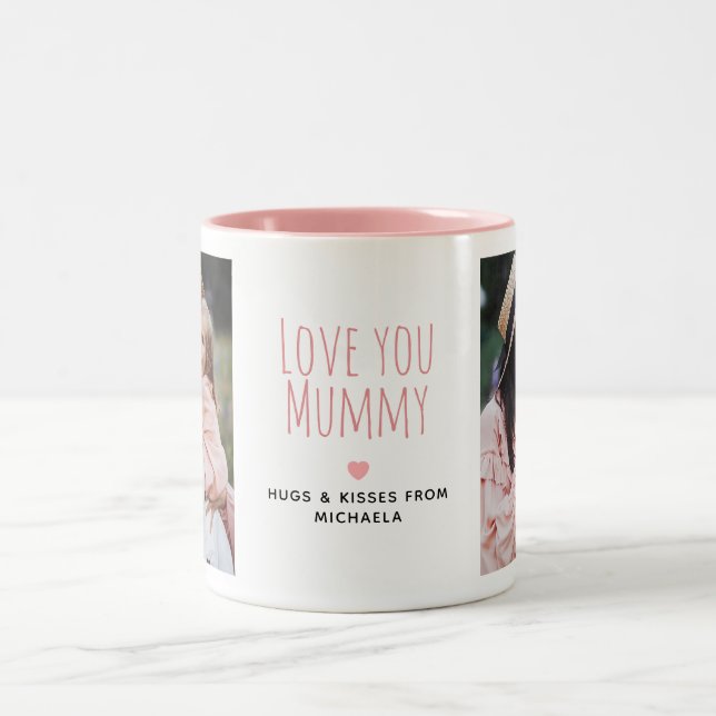 Caneca De Café Em Dois Tons Modern Love you Mummy 2 Photos & Personal Message (Centro)