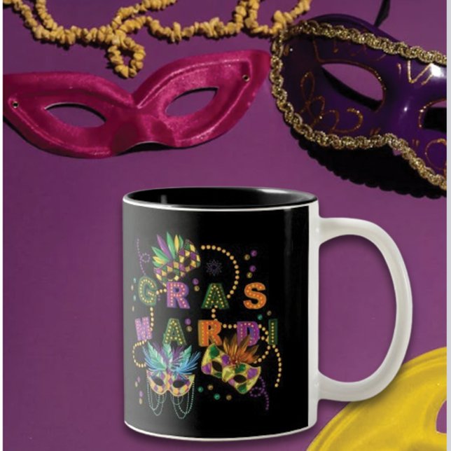 Caneca De Café Em Dois Tons Modern Mardi Gras (Criador carregado)