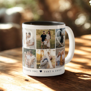 Caneca De Café Em Dois Tons Modern Papa Collage, 10 Fotografia Grid, Presente 
