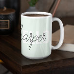 Caneca De Café Em Dois Tons Modern Pastel Mint Hello E Você Nome<br><div class="desc">Modern Pastel Mint Hello E Você Nome</div>
