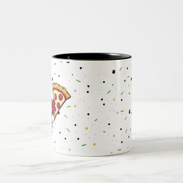 Caneca De Café Em Dois Tons modern pepperoni cheesy food pizza lover slice (Centro)