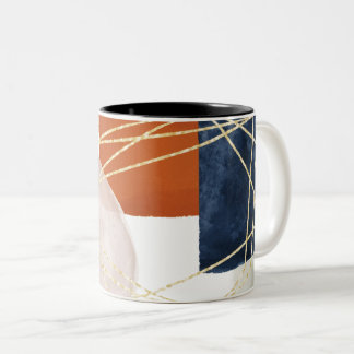 Caneca De Café Em Dois Tons Moderna Abstrato Geométrico do Século Médio