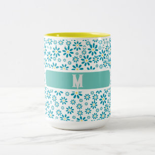 Caneca De Café Em Dois Tons Moderna Margarida Contemporânea Flor Inicial