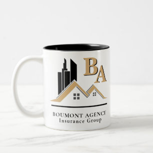Caneca De Café Em Dois Tons Moderno Adicione Seu Próprio Logotipo Profissional