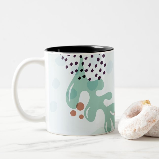 Caneca De Café Em Dois Tons Moderno Botânico Abstrato Amarelo Billy Button (Com Donut)