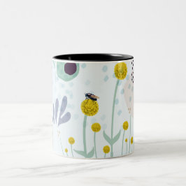 Caneca De Café Em Dois Tons Moderno Botânico Abstrato Amarelo Billy Button