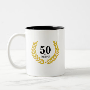 Caneca De Café Em Dois Tons Moderno Cinquenta e fabuloso com Laurel Wreath
