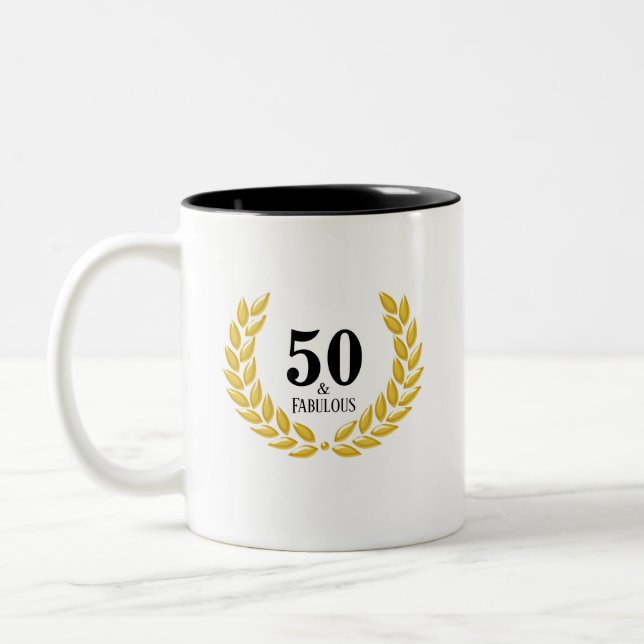 Caneca De Café Em Dois Tons Moderno Cinquenta e fabuloso com Laurel Wreath (Esquerda)