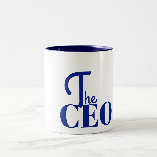 Caneca De Café Em Dois Tons Moderno Minimal O CEO Azul (Centro)
