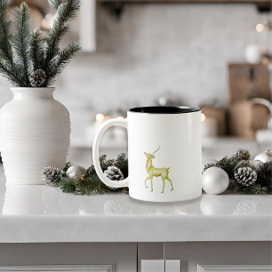 Caneca De Café Em Dois Tons Moderno Minimalista, Merry Christmas Reindeer