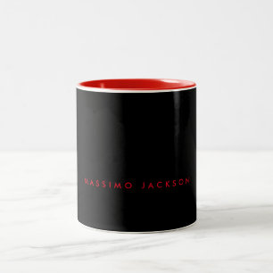 Caneca De Café Em Dois Tons Moderno Minimalista Preto Vermelho Profissional Se