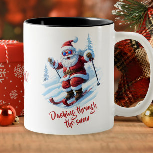 Caneca De Café Em Dois Tons Moderno Personalizado Quirky Engraçado Papai Noel