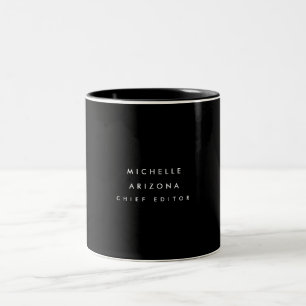 Caneca De Café Em Dois Tons Moderno profissional negro minimalista