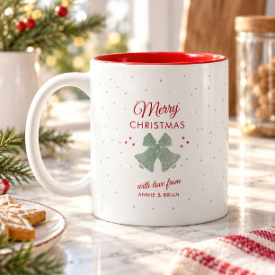 Caneca De Café Em Dois Tons Moderno Rústico Feliz Natal Sininhos Estrelas Camp