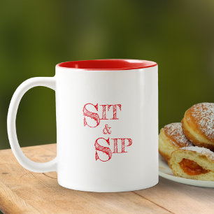 Caneca De Café Em Dois Tons Moderno Simples Típica De Tendência Senta E Sip Do