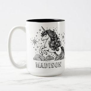 Caneca De Café Em Dois Tons Moderno Unicorn Crianças Personalizadas