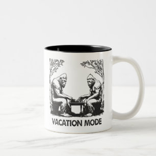 Caneca De Café Em Dois Tons Modo de Férias de Xadrez do Pé Grande