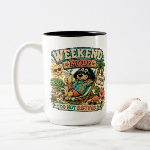 Caneca De Café Em Dois Tons Modo de Fim de Semana Não Perturbe Personalizado