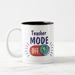 Caneca De Café Em Dois Tons Modo de Professora Desligado Trabalho Engraçado