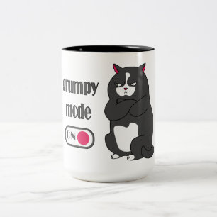 Caneca De Café Em Dois Tons Modo rabugento em gato gordo engraçado
