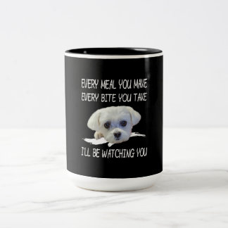 Caneca De Café Em Dois Tons Modos| Maltês Bonito Cada Refeição Que Você Faz