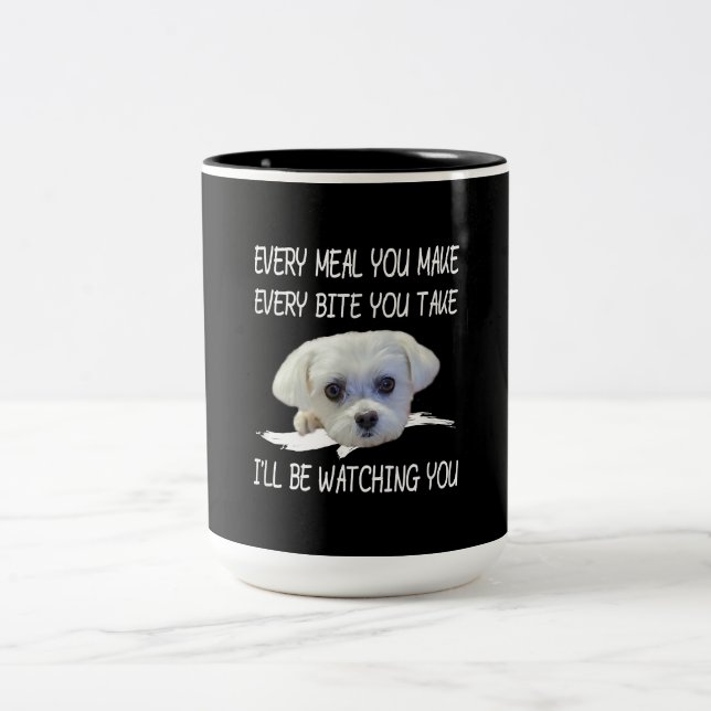 Caneca De Café Em Dois Tons Modos| Maltês Bonito Cada Refeição Que Você Faz (Centro)